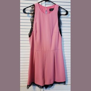 Topshop Women Coral w Black Lace Edging Romper 6.